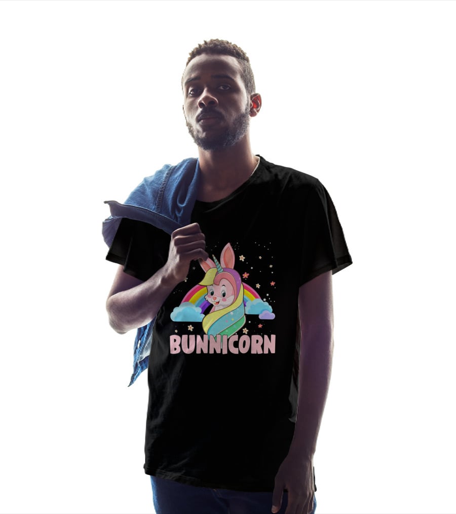 Funny Magical Bunnicorn Unicorn Easter Rainbow Clouds T-Shirt