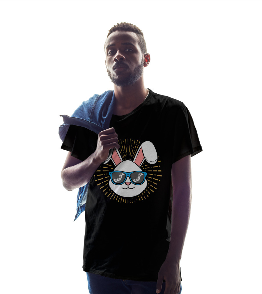Cute Rabbit Easter Bunny With Blue Sunglasses And Ears T-Shirt