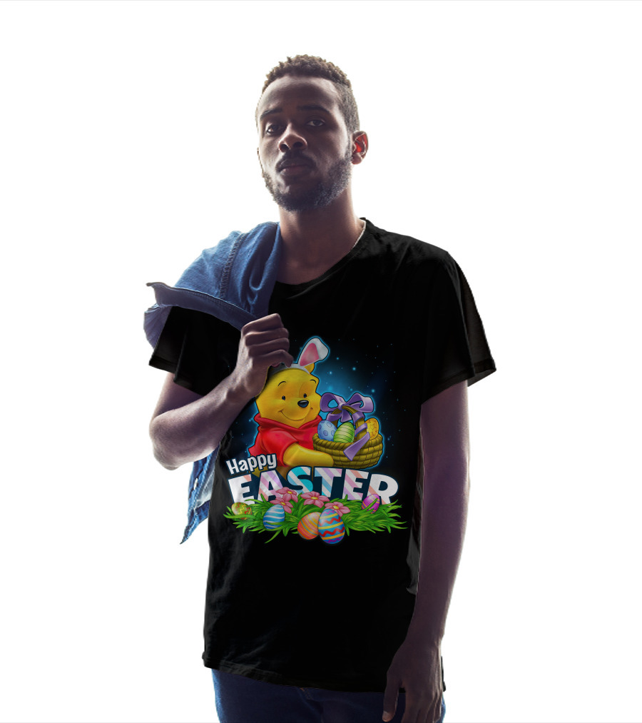 Winnie The Pooh Happy Easter Bunny Ears Basket Eggs T-Shirt
