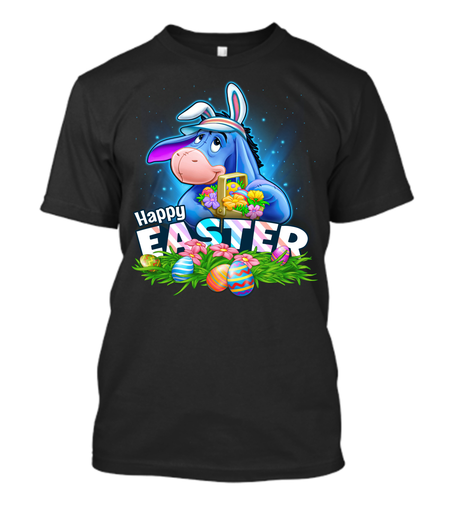 Eeyore Happy Easter With Bunny Ears And Easter Eggs T-Shirt
