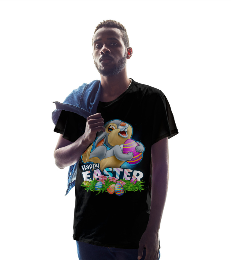 Thumper Happy Easter Colorful Eggs And Flowers T-Shirt