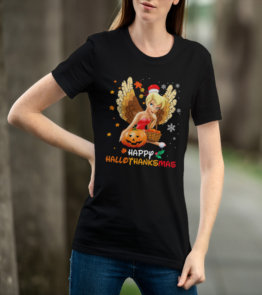 Happy Tkb Hallothanksmas Angel With Pumpkin And Basket T-Shirt