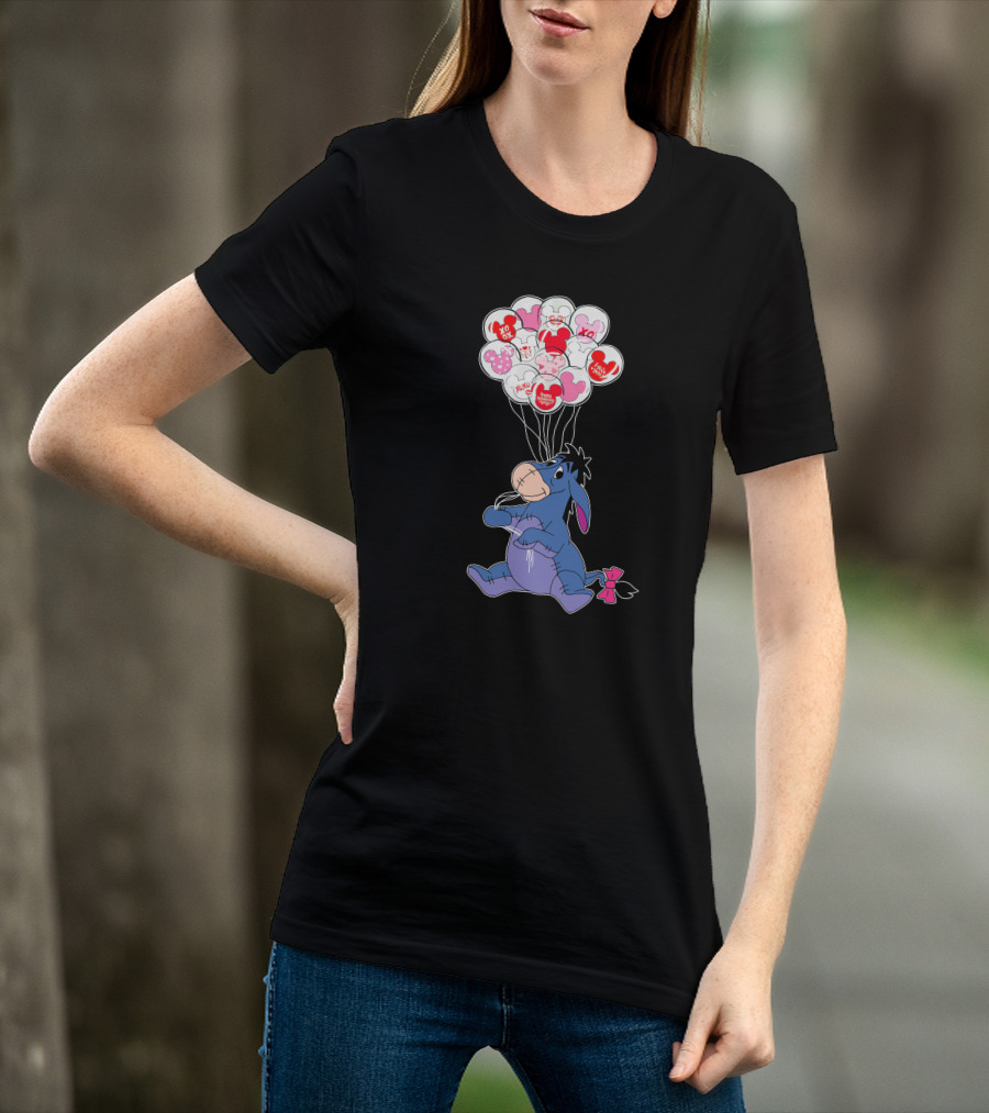 Eeyore Holding Valentine's Day Mickey Balloons T-Shirt