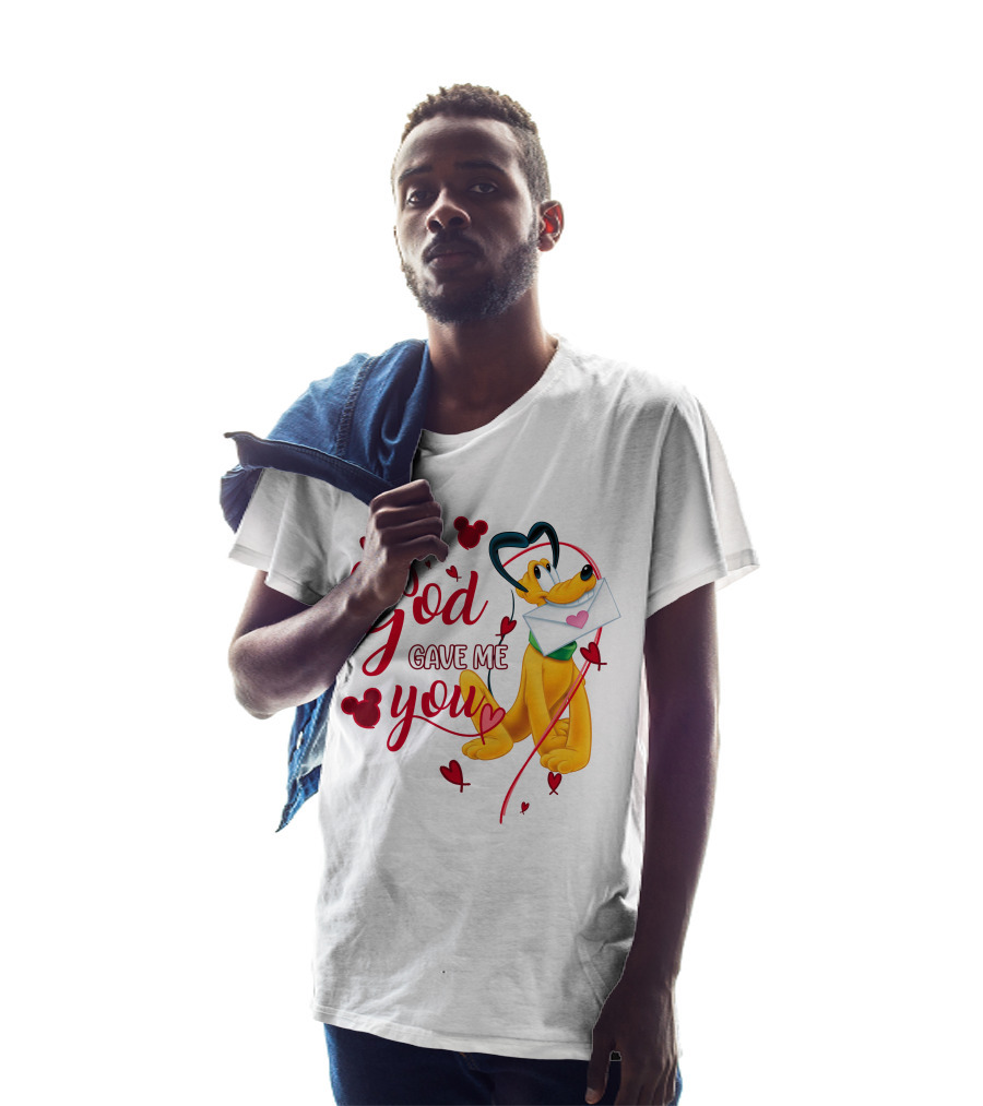 Pluto God Gave Me You Hearts And Mickey Mouse Icons T-Shirt