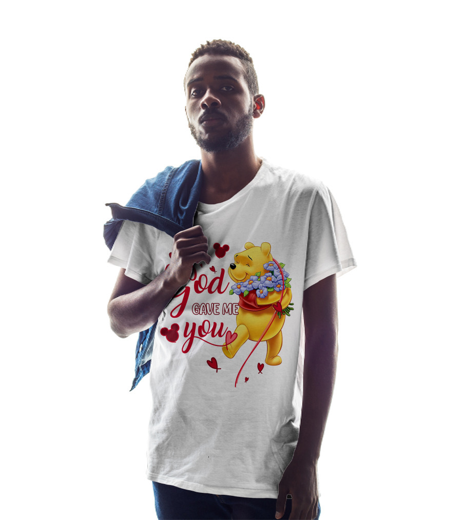 God Gave Me You Pooh Flowers Hearts Iconic Character T-Shirt