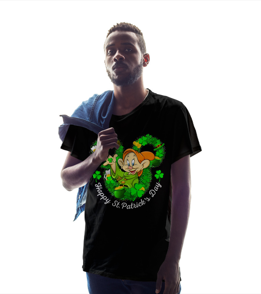 Dopey Happy St. Patrick's Day Shamrock And Beer Celebration Green Theme T-Shirt