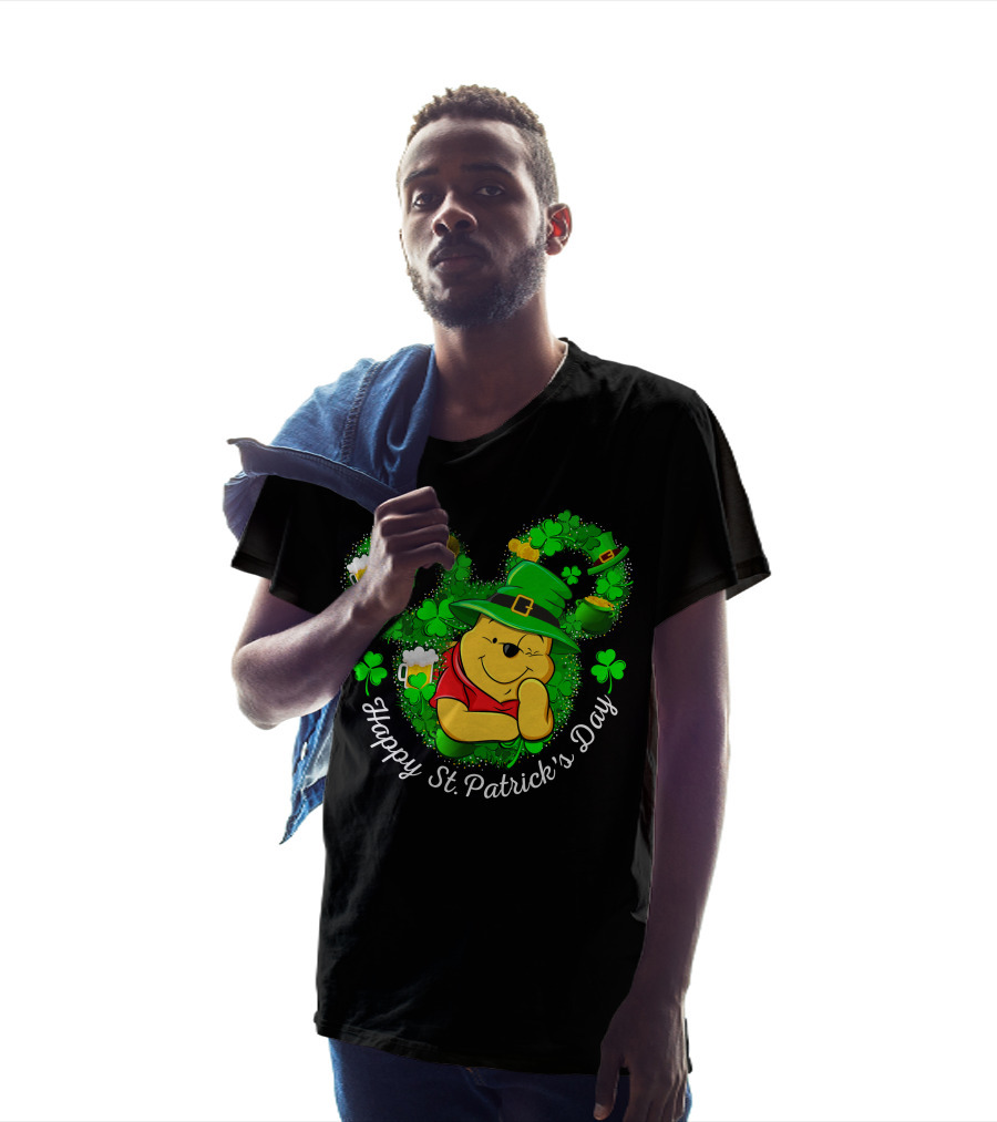 Happy St. Patrick's Day Pooh Shamrock And Leprechaun Hat T-Shirt