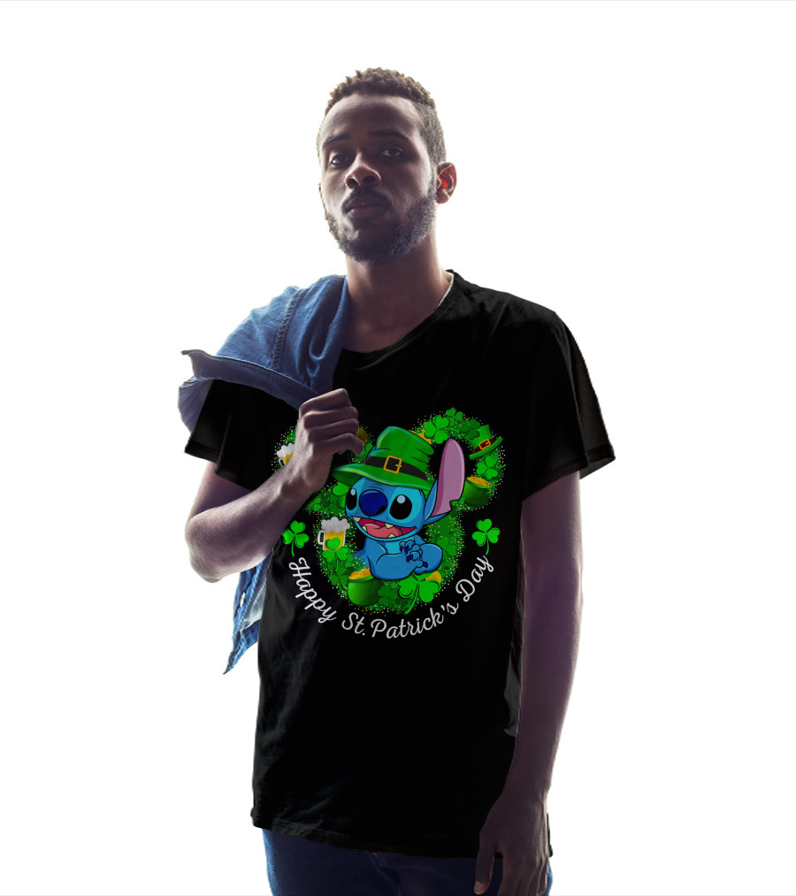 Stitch Leprechaun Happy St. Patrick's Day Shamrocks And Beer T-Shirt