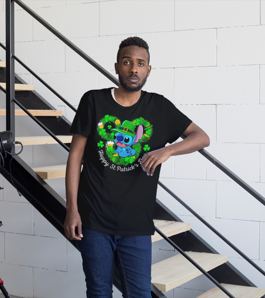 Stitch Leprechaun Happy St. Patrick's Day Shamrocks And Beer T-Shirt
