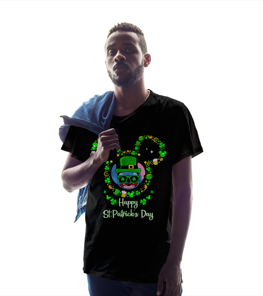 Stitch Happy St. Patrick's Day Mickey Ears Clover Hat Beer T-Shirt