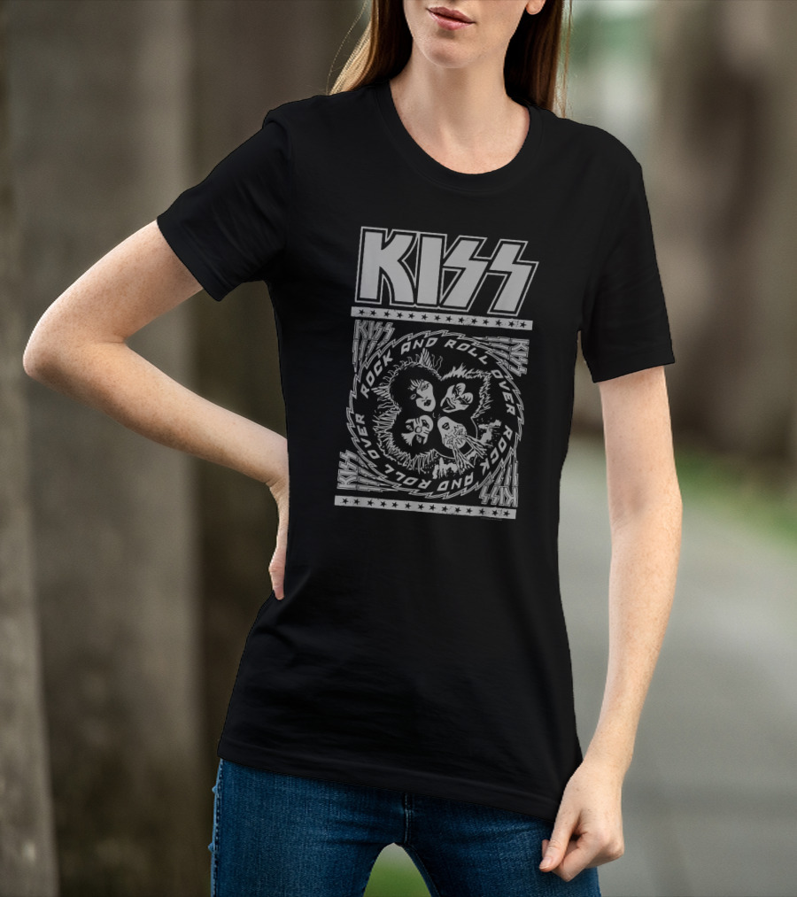 KISS Rock And Roll Over Iconic Band Members Spiral T-Shirt