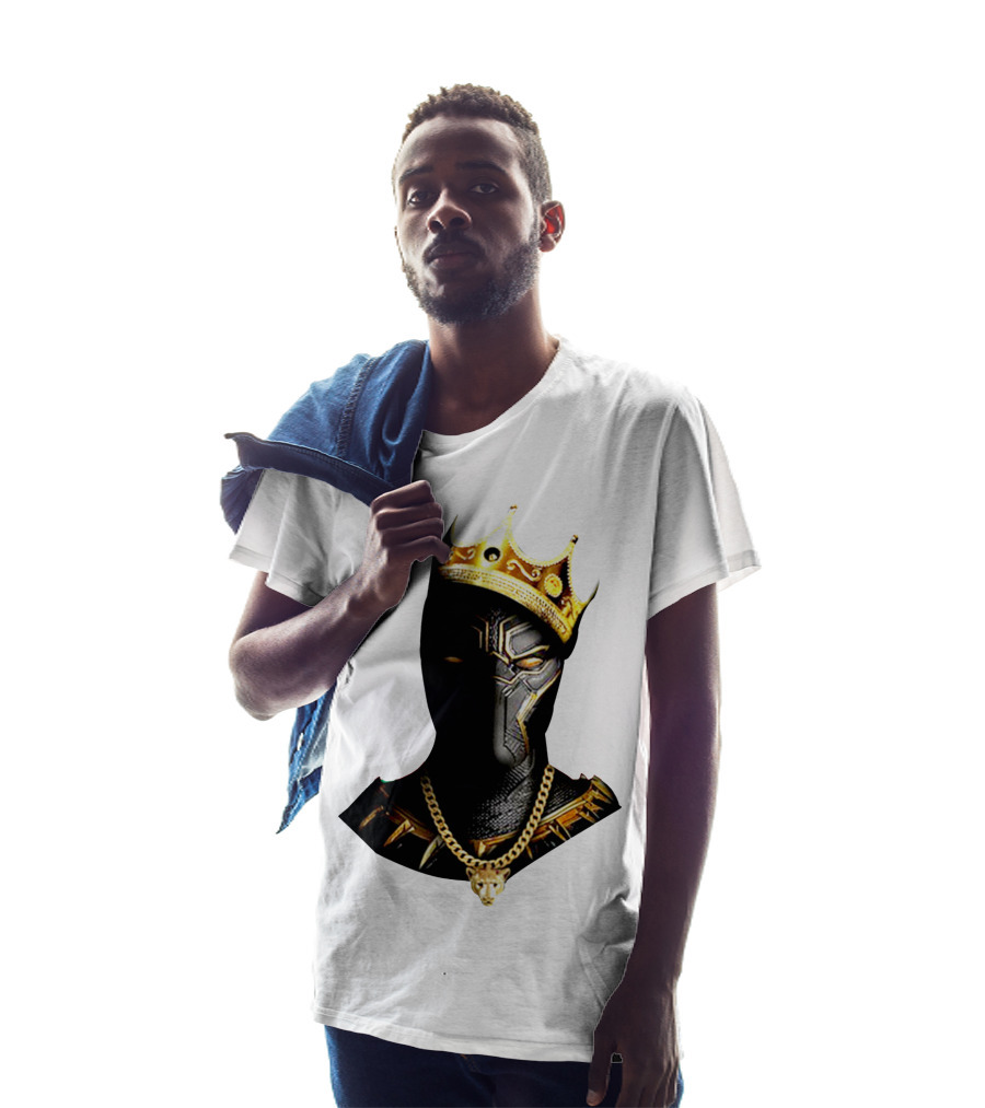 Black Panther King Crown Gold Chain Marvel Style T-Shirt