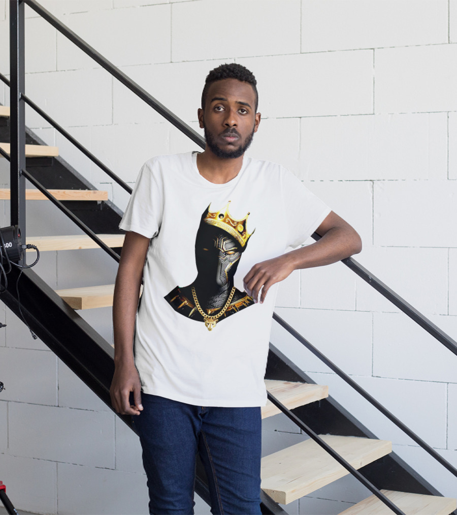 Black Panther King Crown Gold Chain Marvel Style T-Shirt