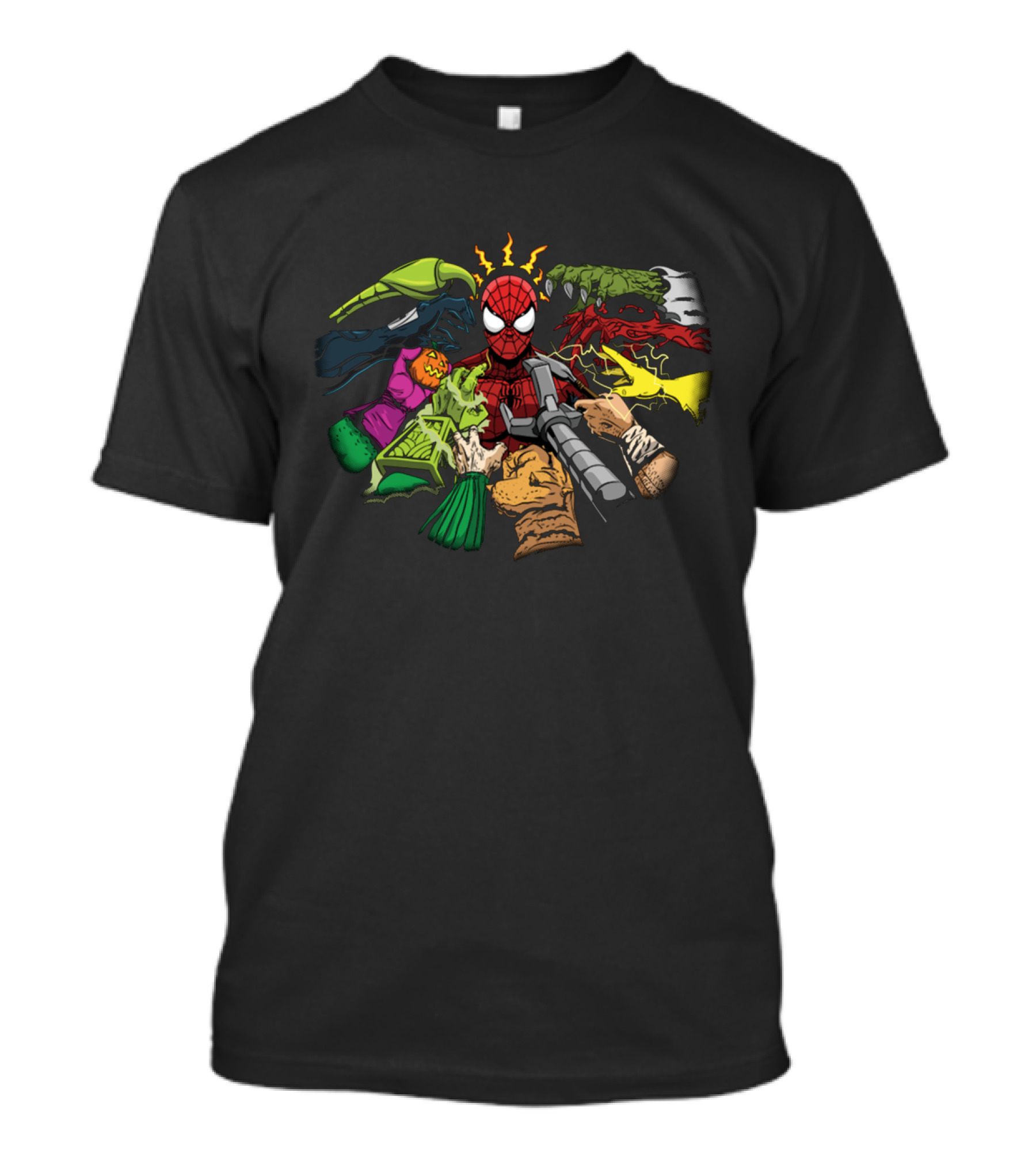 Spider Man Surrounded By Sinister Six Villains T-Shirt