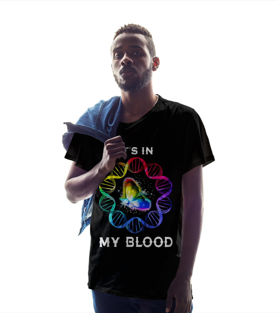It's In My Blood DNA Rainbow Butterfly T-Shirt