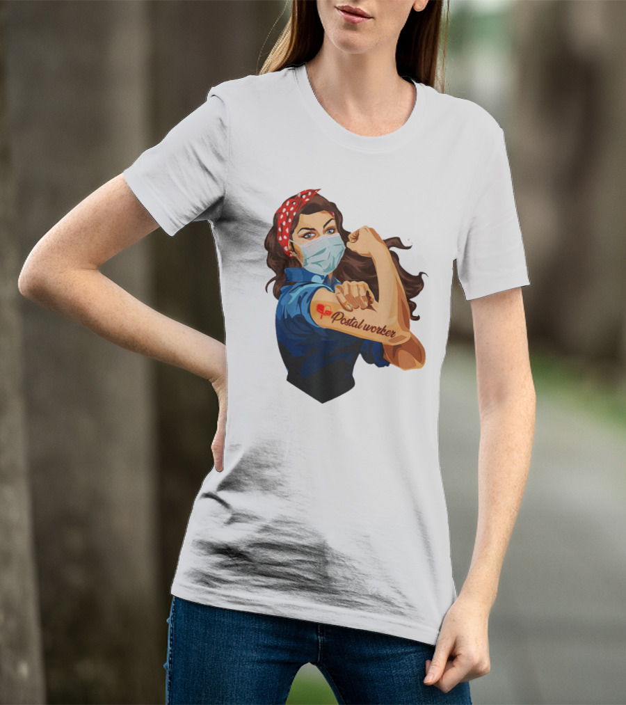 Proud Postal Worker Rosie The Riveter Masked T-Shirt