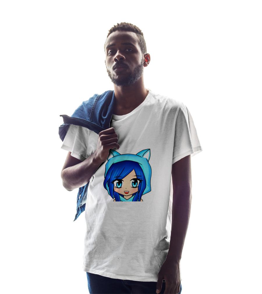 FunnehFunneh Blue-hooded Anime Character With Cat Ears T-Shirt