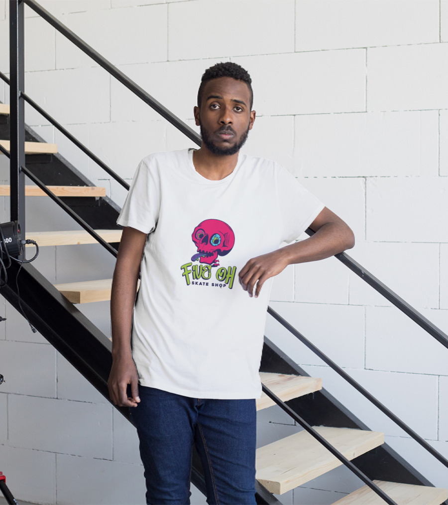 Five Oh Skate Shop Neon Skull Donut T-Shirt
