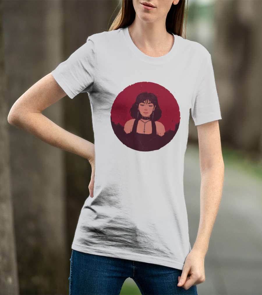 XCX Gothic Style Portrait With Cross Accessories T-Shirt
