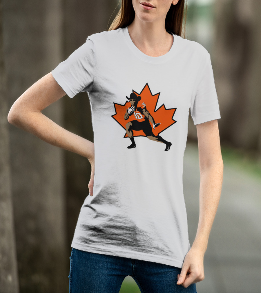 Chuba Hubbard Cowboy Football Player Maple Leaf T-Shirt