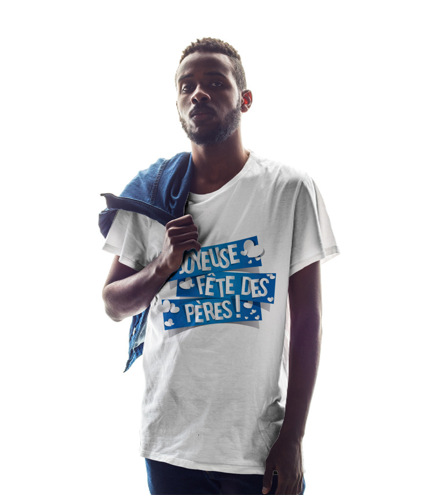 Joyeuse Fête Des Pères Avec Cœurs Blancs T-Shirt
