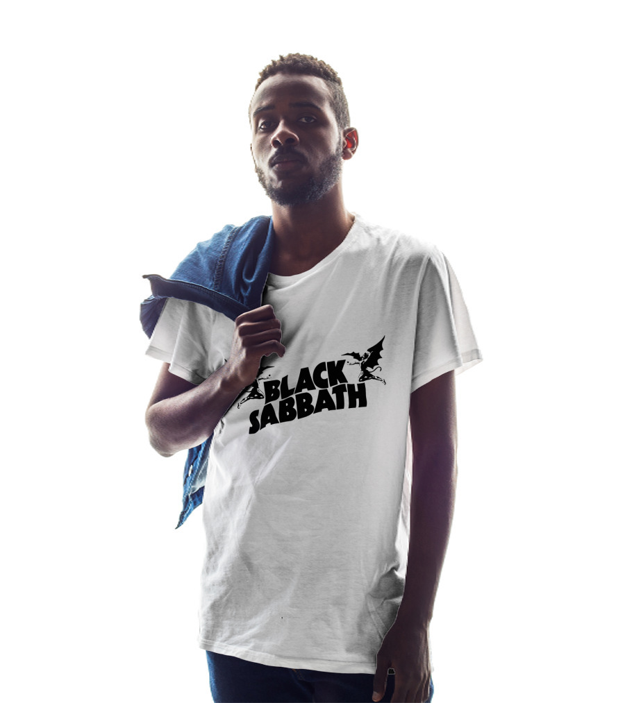 Black Sabbath Logo With Flying Demon Figures T-Shirt