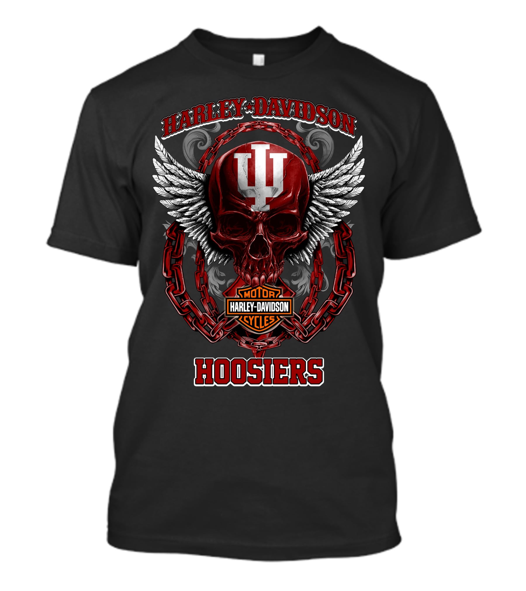 Harley Davidson Indiana Hoosiers Skull Wings And Chains T-Shirt