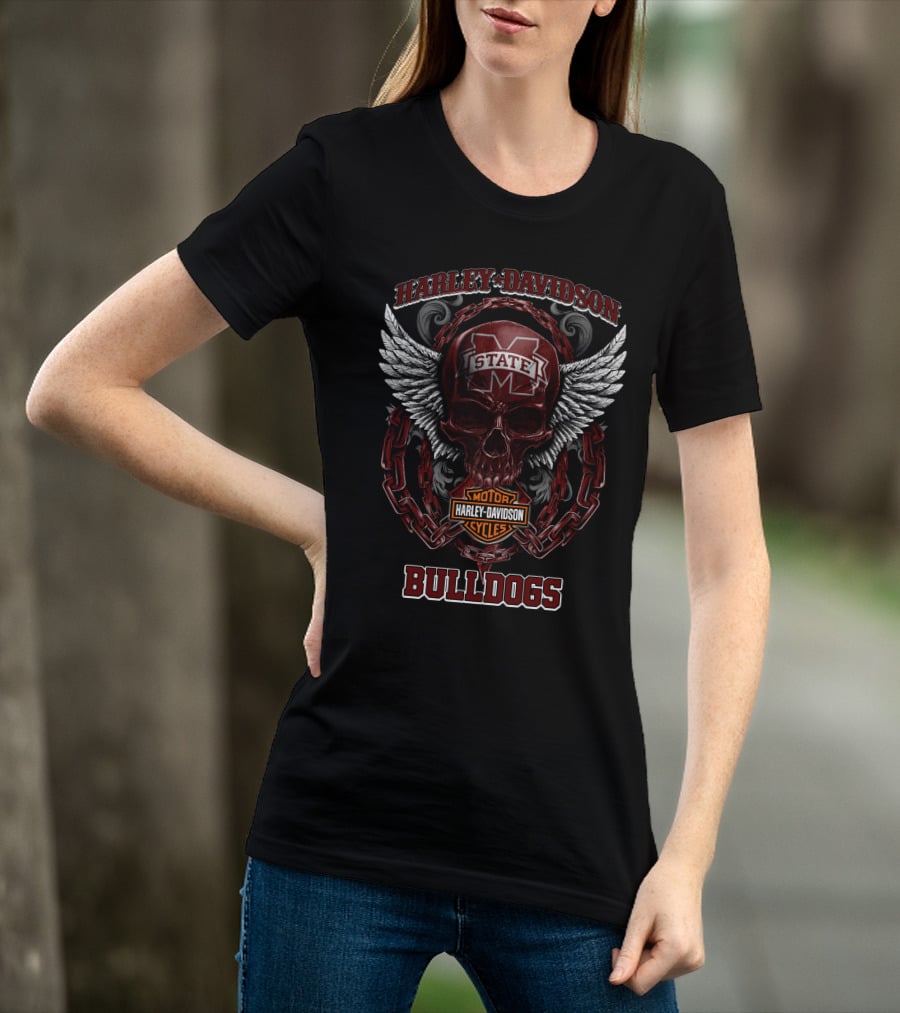 Harley Davidson Mississippi State Bulldogs Motor Cycles T-Shirt