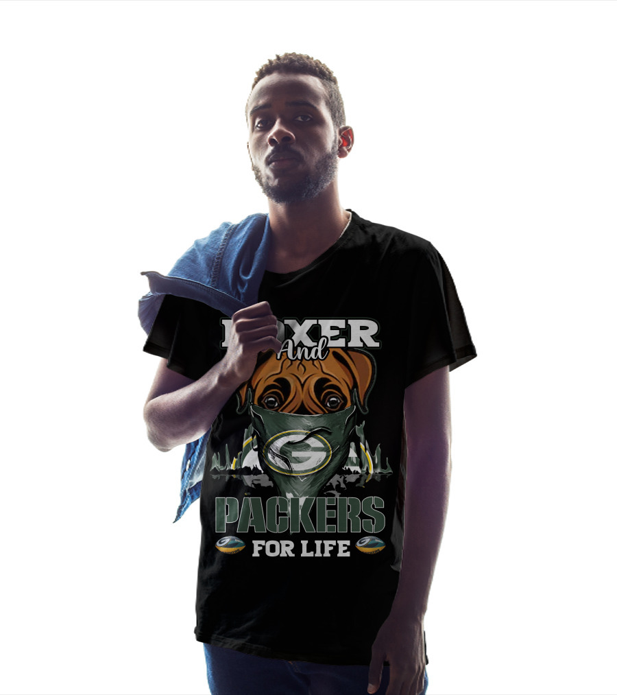 Boxer And Packers For Life Green Bay Packers T-Shirt