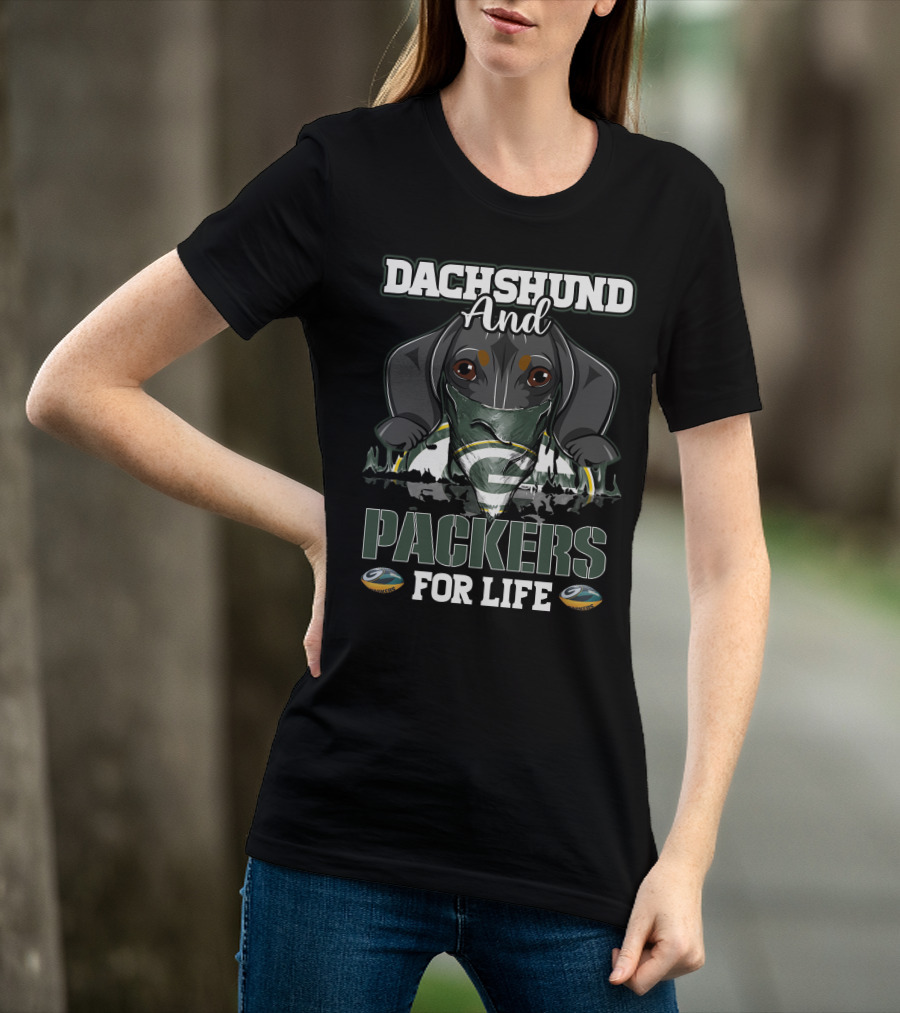 Dachshund And Packers For Life Green Bay Packers T-Shirt