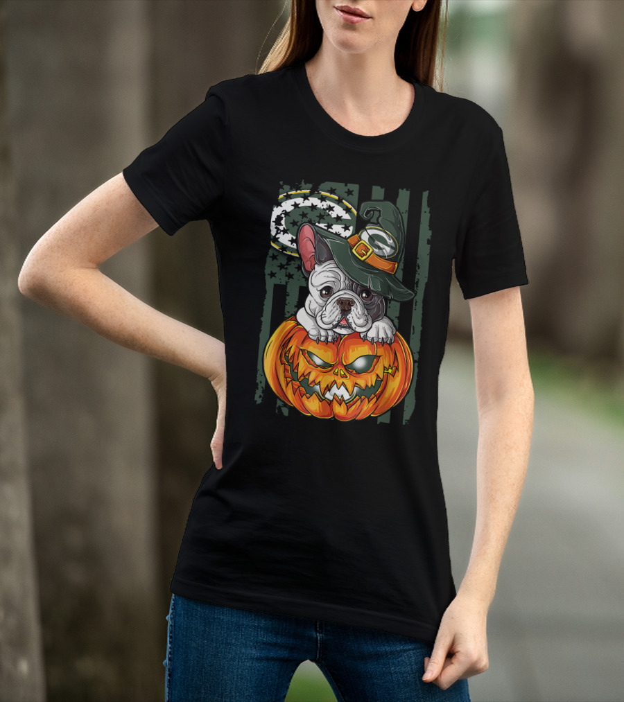 Hlw Bulldog Green Bay Packers Halloween Pumpkin Wizard Hat T-Shirt