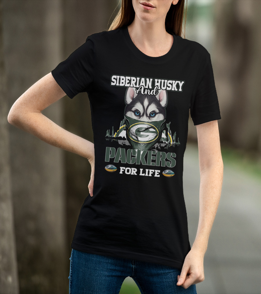 Siberian Husky And Packers For Life T-Shirt