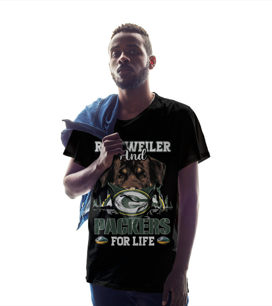 Rottweiler And Green Bay Packers For Life T-Shirt