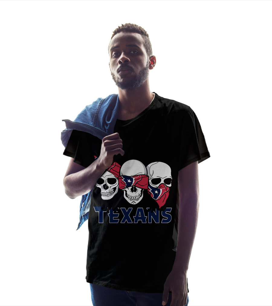 Texans Red White Blue Skull Bandana Trio T-Shirt