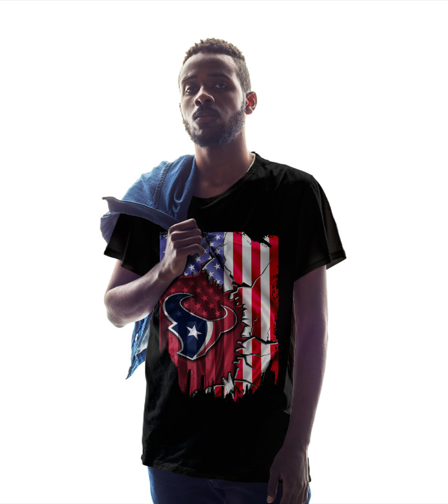 American Flag Houston Texans Logo Burst T-Shirt