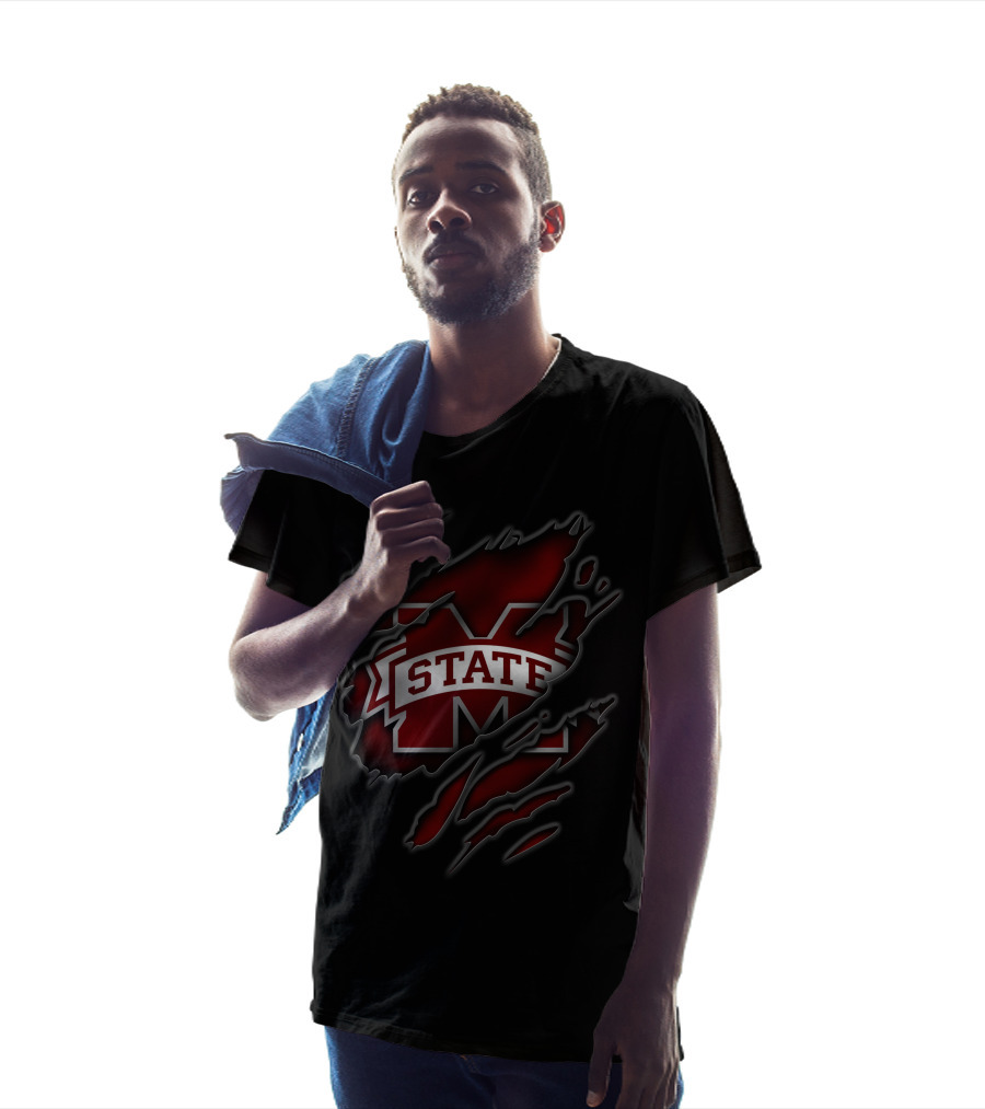 Torn Mississippi State Bulldogs M Logo Rage T-Shirt