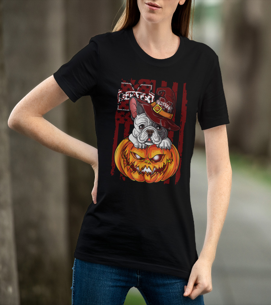 Hlw Bulldog Mississippi State Bulldogs Halloween Pumpkin Wizard Hat T-Shirt