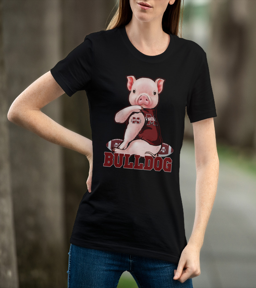 Mississippi State Bulldogs Pig With Football And Team T-Shirt