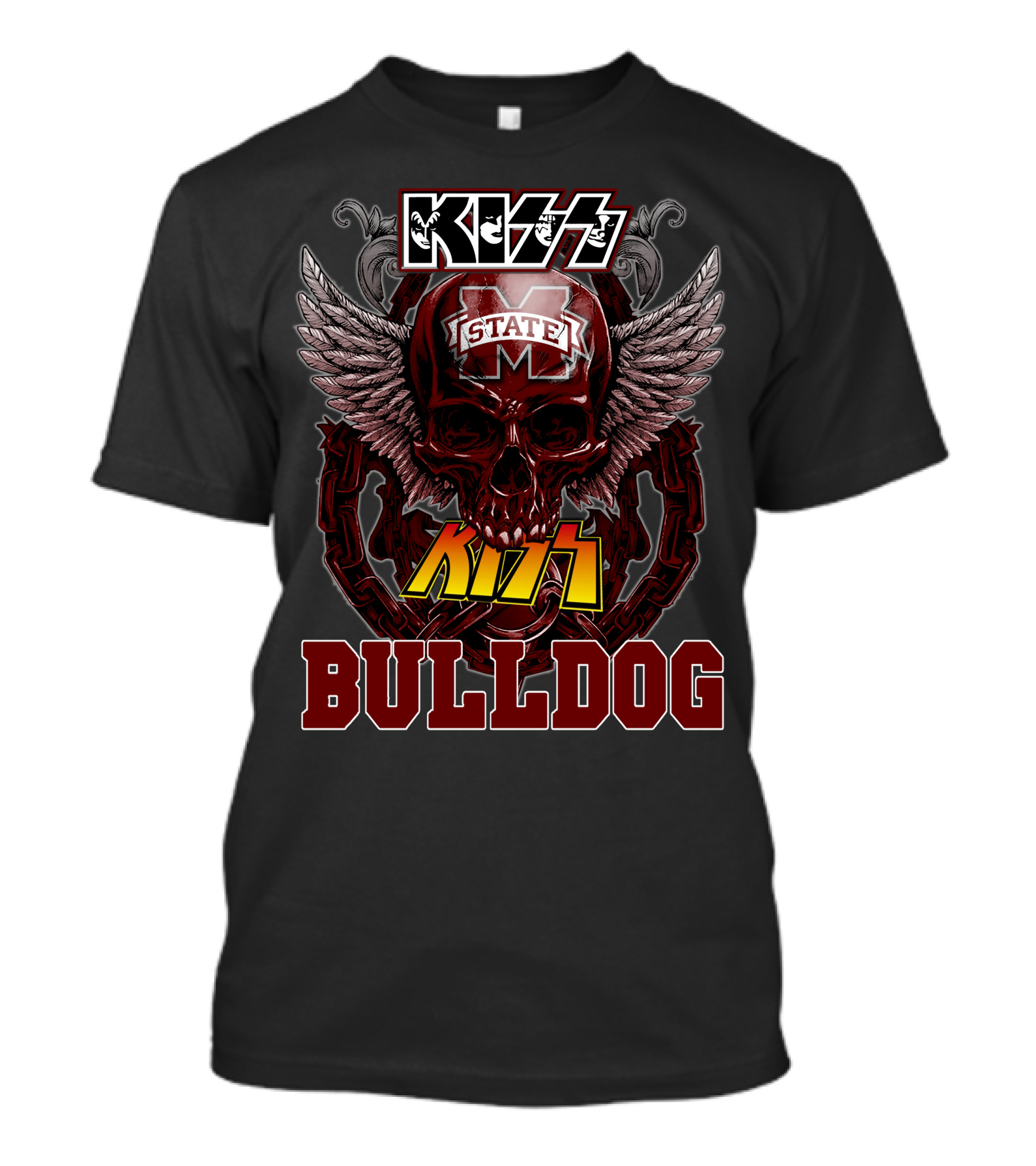 KISS Mississippi State Bulldogs Winged Skull T-Shirt