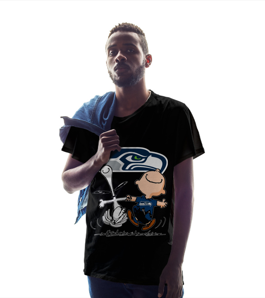 Snoopy Dance Seattle Seahawks Logo Charlie Brown T-Shirt