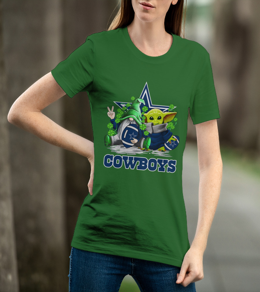 Cowboys Gnome Baby Yoda Football St. Patrick's Day T-Shirt