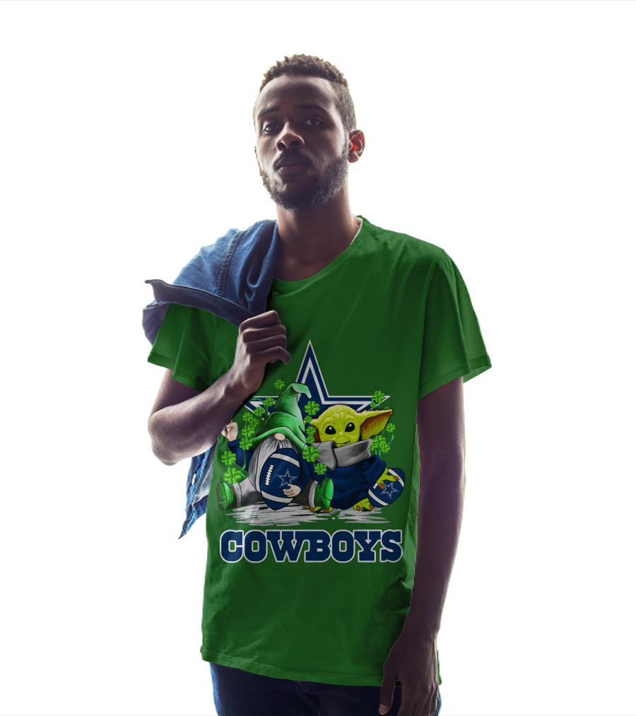 Cowboys Gnome Baby Yoda Football St. Patrick's Day T-Shirt