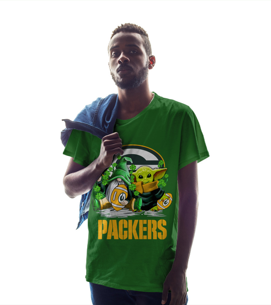 Green Bay Packers Shamrock Gnome And Alien Football St. Patrick's Day T-Shirt