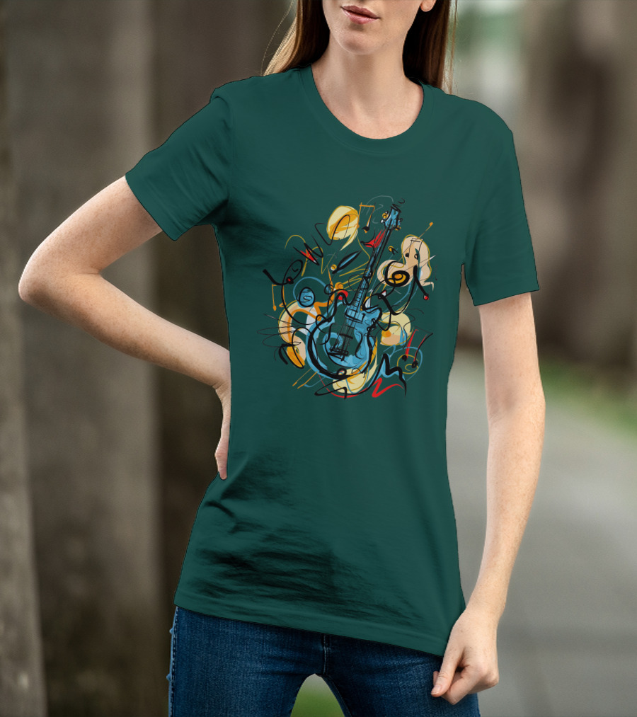 Guitar Music Love Vibrant Abstract Composition T-Shirt