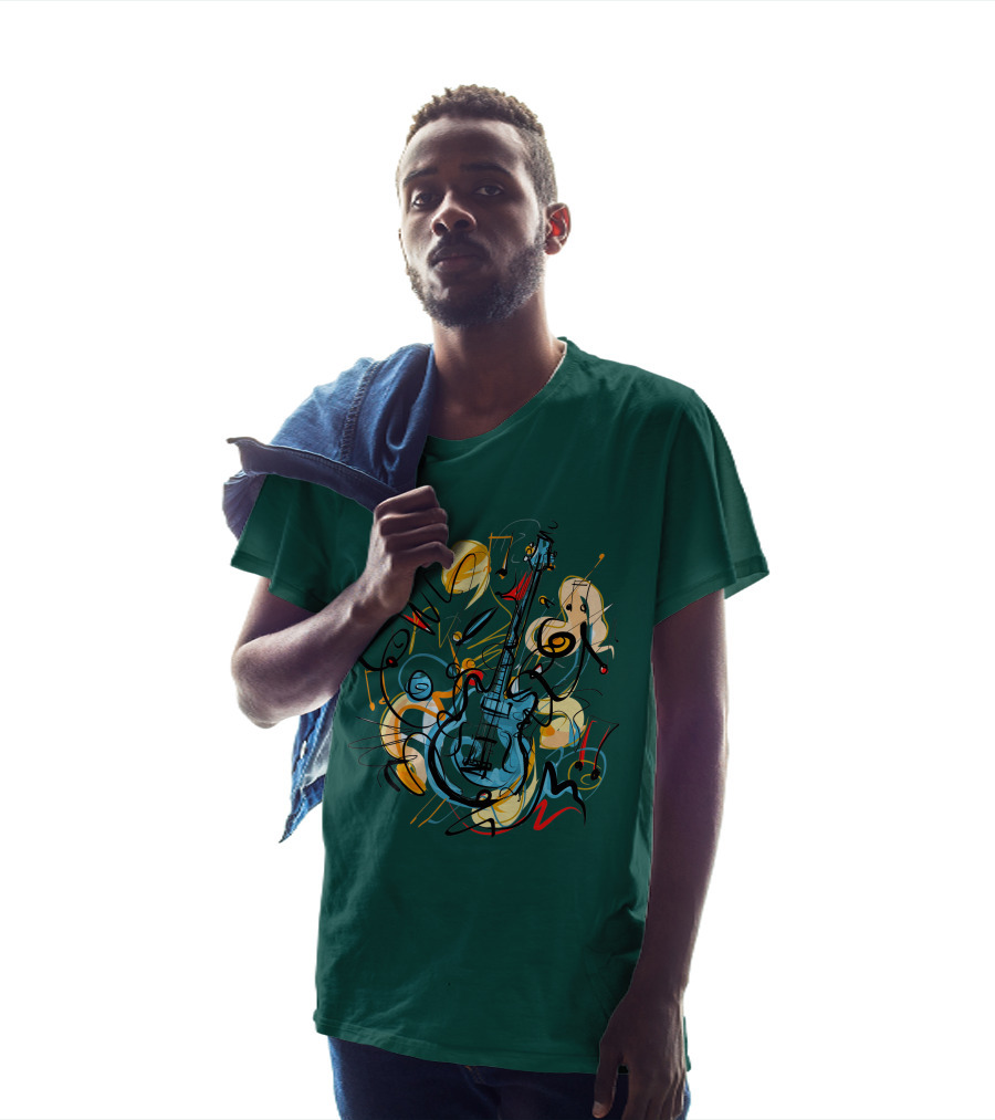 Guitar Music Love Vibrant Abstract Composition T-Shirt