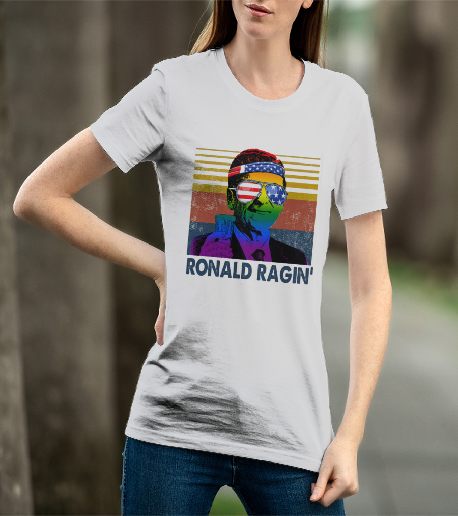 Ronald Ragin Rainbow Americana Bandana Sunglasses Flag Stripes T-Shirt