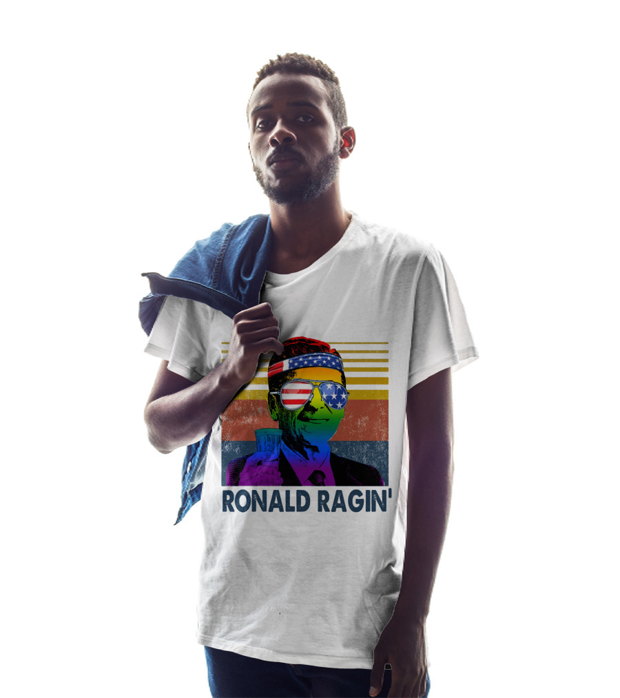 Ronald Ragin Rainbow Americana Bandana Sunglasses Flag Stripes T-Shirt