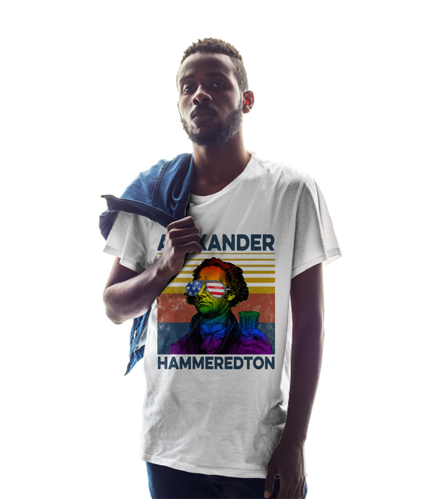 Alexander Hammeredton American Flag Sunglasses Beer Drink T-Shirt