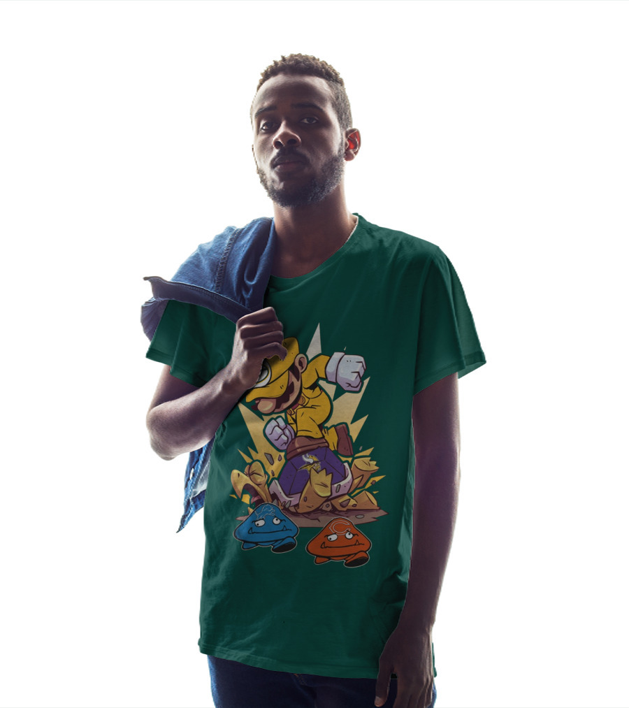 Green Bay Packers Mario Jumping On Minnesota Vikings Goombas T-Shirt
