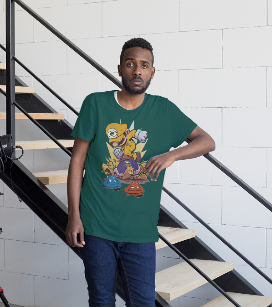 Green Bay Packers Mario Jumping On Minnesota Vikings Goombas T-Shirt